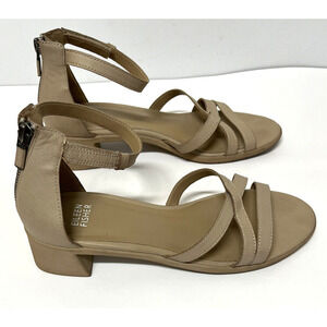 Eileen Fisher Noni Sandal Size 8 Tumbled Nubuck Leather Beige Tan Women's